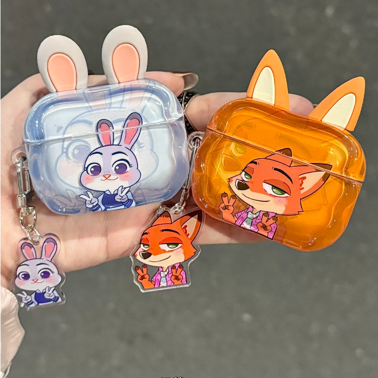 尼克朱迪動物方程式耳機殼 適用於Airpods4代3代 1/2代 Airpodspro/pro2/pro3 防摔耳機套