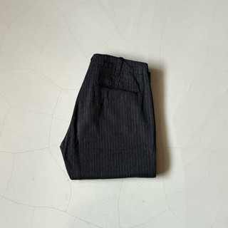 日本製造 Beams Gray Pinstripe Chinos 厚磅純棉 直條紋 月桂冠釦 直筒休閒褲 vintage