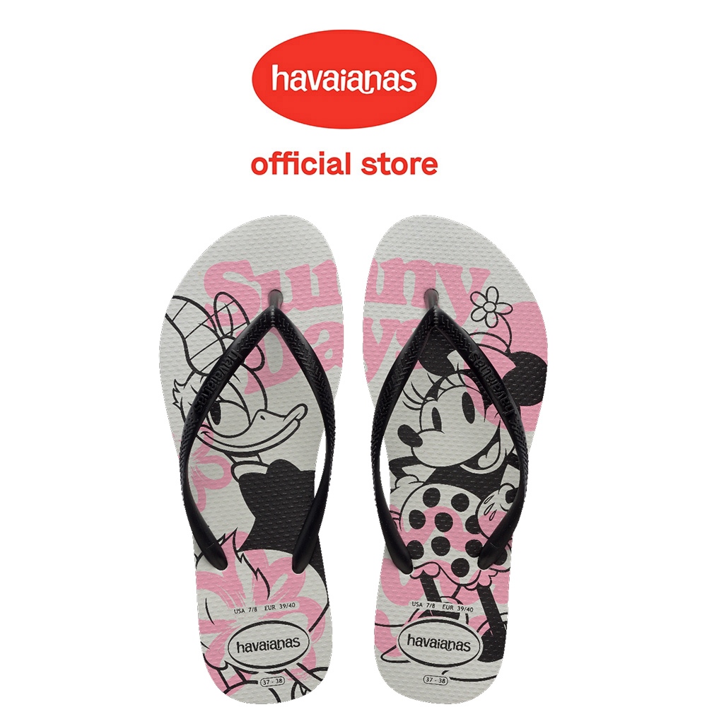 Havaianas哈瓦仕 拖鞋 夾腳拖 迪士尼 米妮 黛絲鴨 粉黑 Slim Disney 4141203-0128W