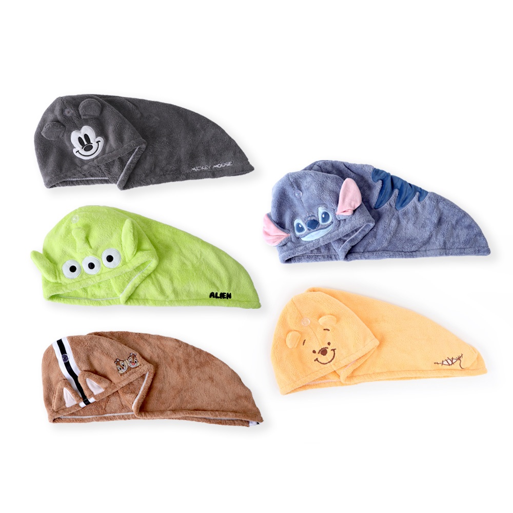 迪士尼吸水乾髮帽 norns Original Design Disney 米奇 小熊維尼 三眼怪 奇奇蒂蒂 史迪奇