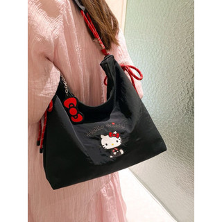 Hello Kitty 刺繡帆布托特包 女款 夏季新款 大容量 單肩通勤包
