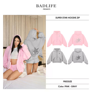 BADLIFE - SUPER STAR 拉鍊連帽外套 Boxy 寬版刷毛帽T 印花設計 情侶款
