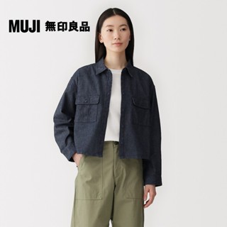 【MUJI 無印良品】女吉貝木棉混輕磅丹寧長袖襯衫
