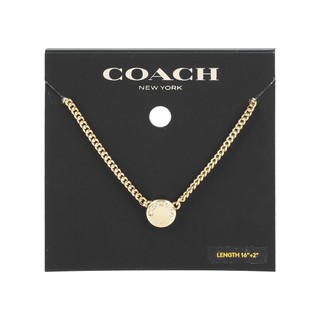 COACH Logo 刻印及水鑽鉚釘造型項鍊(金色)