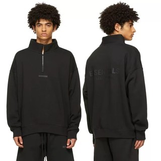 多色可選 FEAR OF GOD ESSENTIALS SS21 長袖T 半拉鏈 膠印logo 翻領衛衣 fog 大學T