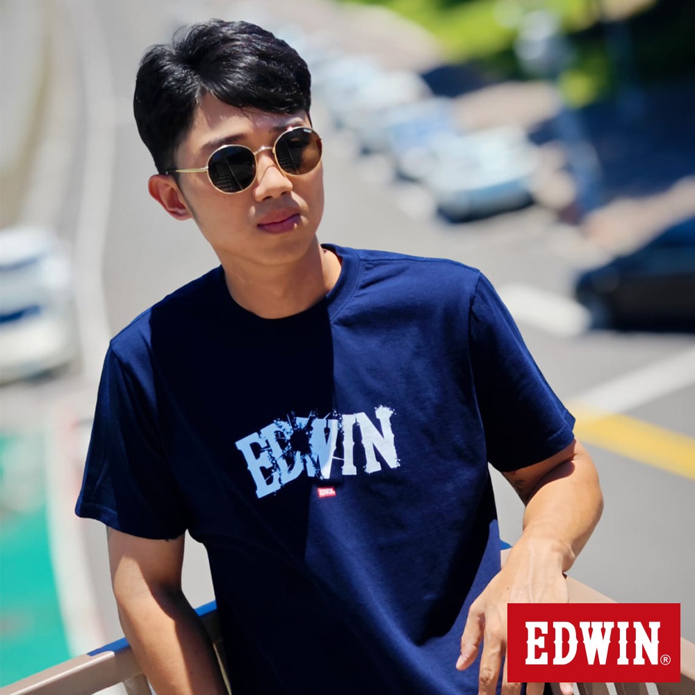 EDWIN 男款 網路獨家 能量爆炸LOGO短袖T恤(丈青色)