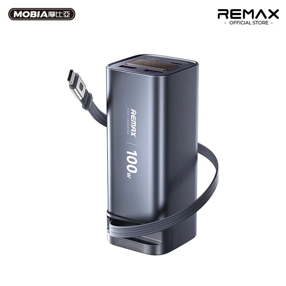 【快速出貨】REMAX 100W 自帶Type-C伸縮線快充 行動電源 20000mAh 超長續航 數顯螢幕 台灣公司貨