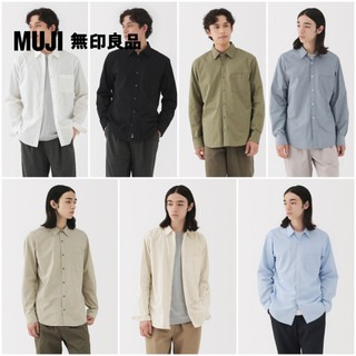 【MUJI 無印良品】男水洗平織布長袖襯衫