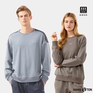 【Hang Ten】男女裝-恆溫多功能-鳥眼布3M吸濕快乾撞色剪接大學T(多款選)