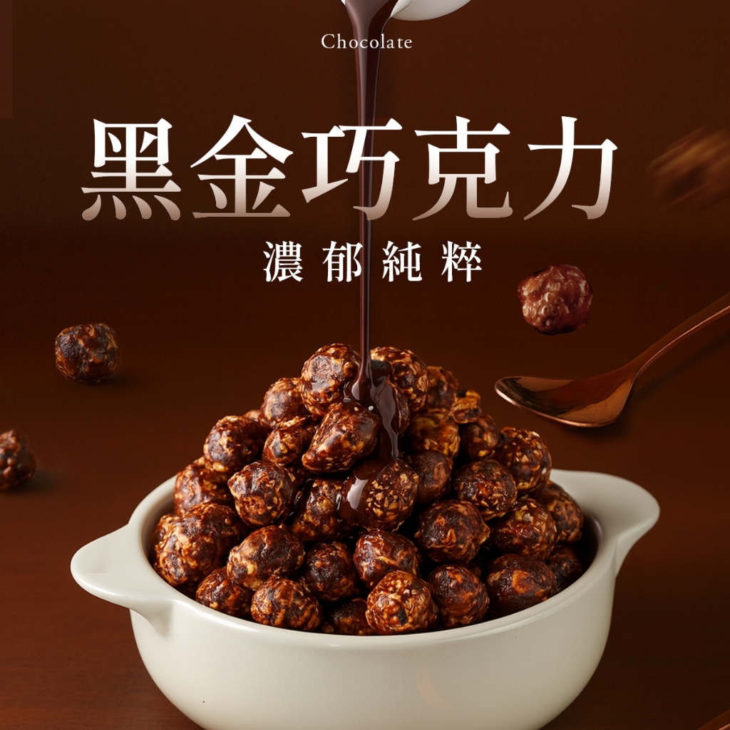 【CANDY POPPY】黑金巧克力-菓糖爆米花｜ 120g 大包裝 全素 非油炸 零食 餅乾 人氣 苦甜 告白