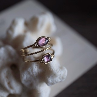 【BELLE PiERRE】🇫🇷法國選品｜紫色蒙太奇｜紫水晶｜鈦鋼鍍18k金｜戒指