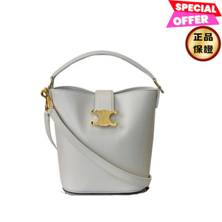 Celine Louise 119173 小款光滑牛皮水桶包 北極白
