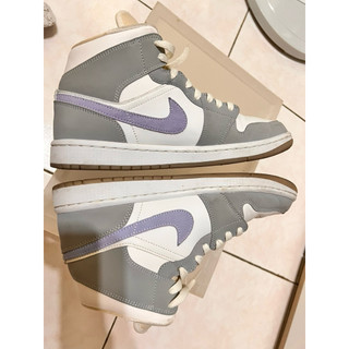 灰 藍 紫 籃球鞋WMNS AIR JORDAN 1 MID WOLF GREY ALUMINUM w10