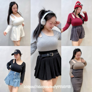特批回饋📣📣 售完為止⚠️無法追加❌ #6678 內磨薄毛🔥 加大尺碼不規則挖肩上衣 / 大尺碼bra上衣