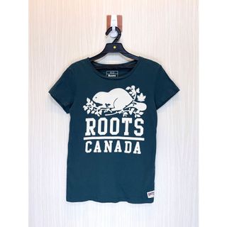 Roots 深藍綠色滿版LOGO短袖上衣 商品號 (25101138