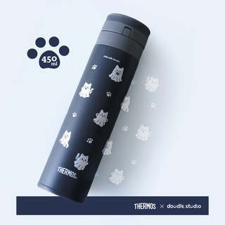 【THERMOS膳魔師】靈魂喵喵系列 保溫瓶450ml (JNS-454DDS-DGY)貓掌魂