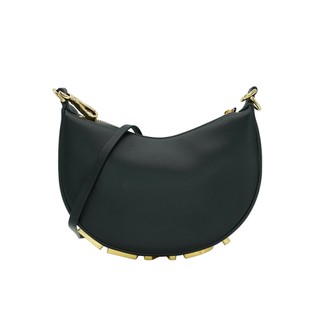 Fendi Mini Graphy 復古金logo牛皮彎月二用包(8BS081-黑)