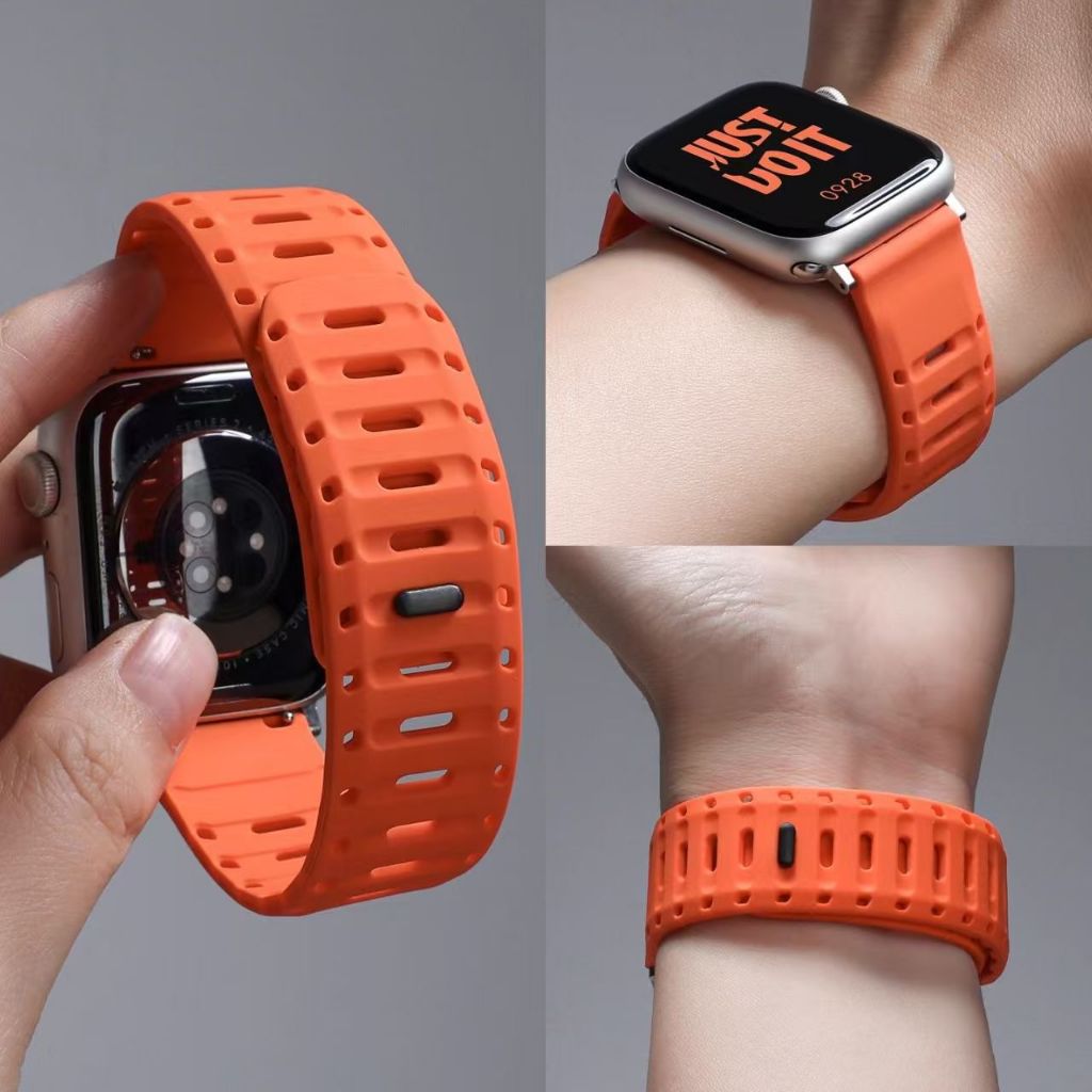S11 磁吸錶帶 鯊魚紋運動錶帶 原生液態 適用Apple Watch 10 9 8 7 6 SE Ultra 45mm
