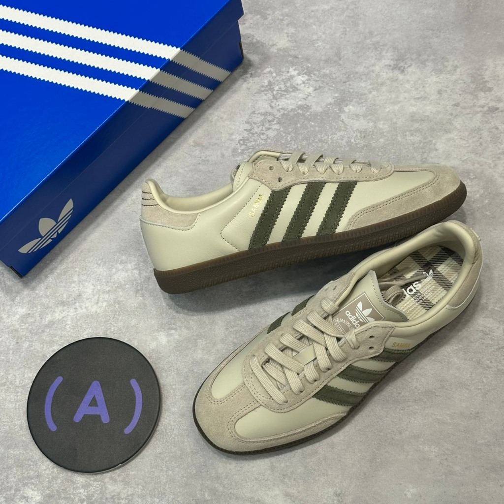 Mr.A😈A先生 Adidas SAMBA OG 麂皮 抹茶拿鐵 灰 綠 莫蘭迪 格紋奶綠 焦糖底 德訓鞋 JR0893