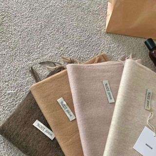 【Soléa】韓國東大門連線🇰🇷 （現貨：米杏、灰）質感素色圍巾100%wool♡（預購）
