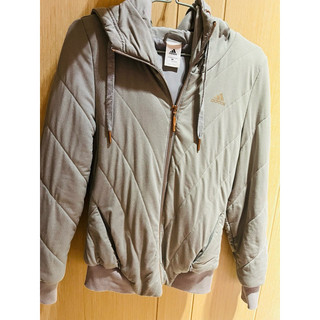Adidas 愛迪達女裝連帽鋪棉外套(玫瑰金拉鍊）