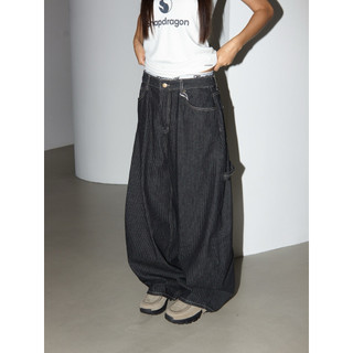 Uniion 「部分現貨」 Jini Mega Wide Stripe Denim JINI 寬版直條紋丹寧褲
