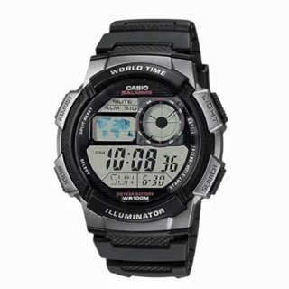 【CASIO 卡西歐】 世界地圖時區電子錶AE-1000W-1B 45mm 現代鐘錶