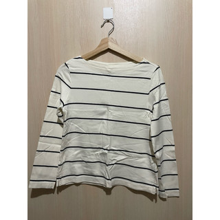 二手服飾｜Uniqlo 條紋上衣 二手uniqlo 白色上衣 長袖上衣 日系上衣