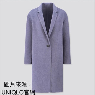 K&K.Closet | Uniqlo雙面織紋繭型大衣 羊毛大衣 藍紫色S （有口袋）［良品］