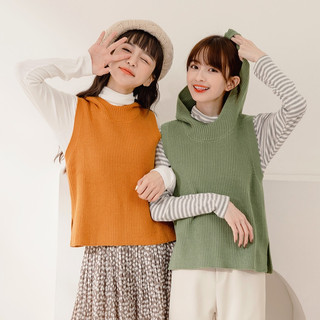 OB嚴選 QQ毛衣．保暖多色連帽針織背心 《FA2606》大尺碼/女裝/現貨