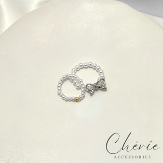 Chérie｜ 珍藏 珍珠戒指｜戒指 可調節 簡約 典雅 流行 珍珠 蝴蝶結