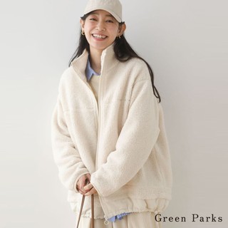Green Parks 拼接短毛下擺抽繩立領拉鍊外套(06000845900)