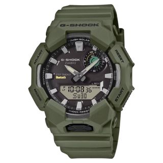 【CASIO 卡西歐】G-SHOCK 精細雕琢 藍芽太陽能電力 雙顯錶款 軍綠色 GA-B010-3A 49.3mm