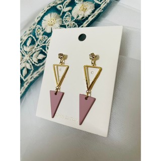 韓國幾何三角垂墜耳環｜藕紫Geometric Triangle Drop Earrings