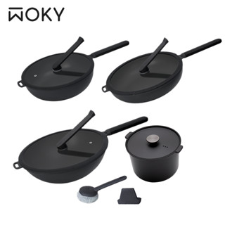 【WOKY 沃廚】恰恰鍋26CM深煎鍋、28CM平煎、28CM淺煎鍋、16CM湯鍋、32CM炒鍋(臺灣製無塗層)