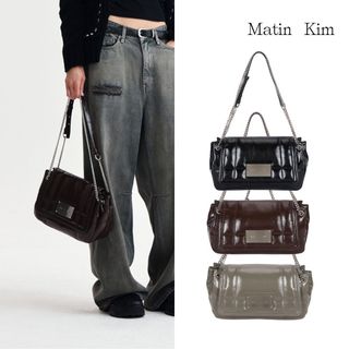 【MATIN KIM】中款皮革鍊條絎縫包 三色 官方直營