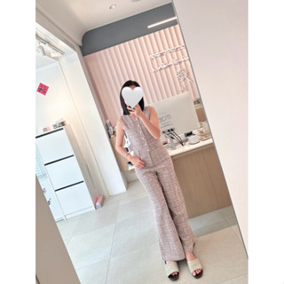 近全新 moma粉色小香風 連身褲 小香風 無袖連身褲 moma34 粉色套裝 吊帶褲 臺南