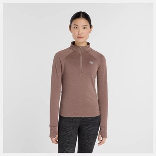New Balance 女款 長袖上衣 半開襟上衣 咖啡 WT43200EAT