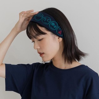 a la sha 圓圈動物針織髮帶 藍/F