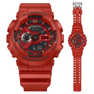 CASIO 卡西歐 G-SHOCK 時尚鮮豔 紅黑配色 大錶徑雙顯錶 GA-110RRB-4A