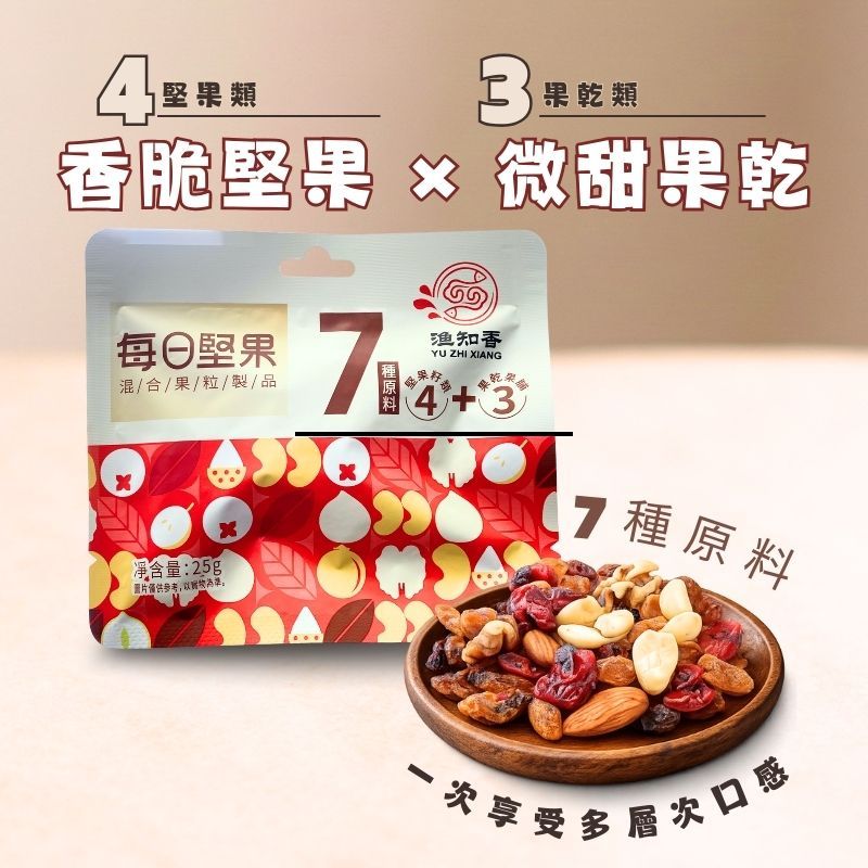 每日堅果一包25g｜4種堅果＋3種果乾｜慢焙輕烤 香脆好吃