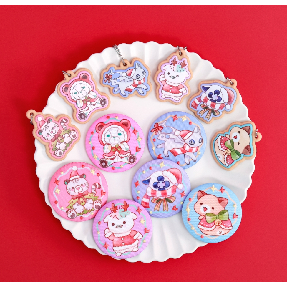 🌸全新現貨【小小聖誕派對】星導 小柳 徽章+吊飾組 布徽章 PVC吊飾 吉祥物 星導ショウ オトモ にじさんじ 彩虹社