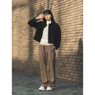 轉賣 uniqlo 女裝 JW ANDERSON 羊毛混紡短大衣 羊毛短版外套-黑色S