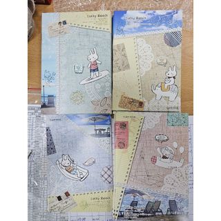 ★出清超低價★ 經典旅遊插畫風格幸運兔 釘裝 橫線 筆記本 BST-32K 隨身筆記本 兒童筆記 多款 (NB-20)