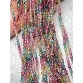 【Rich手作】碧璽 冰淇淋色 馬卡龍 糖果碧璽 三圈手鍊 佛珠 電氣石 水晶 現貨在臺 彩虹碧璽