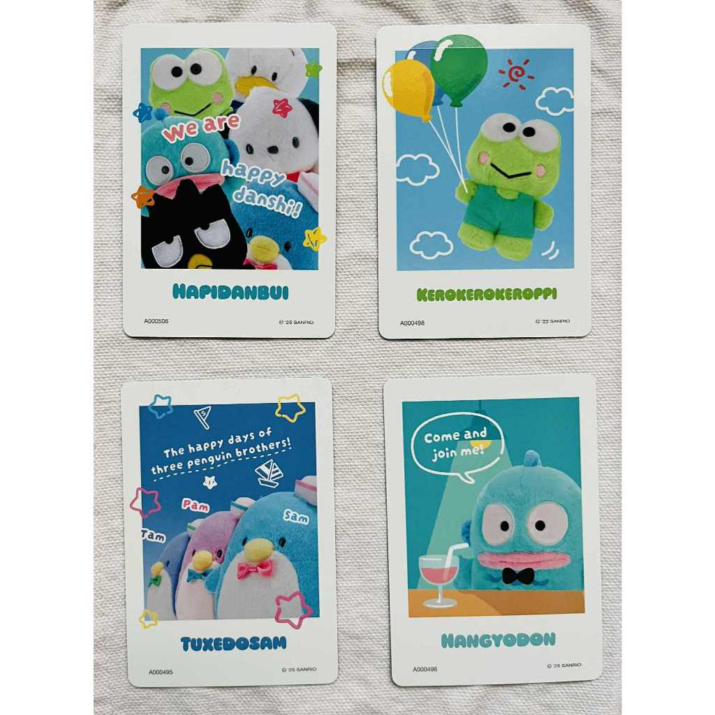 三麗鷗角色大賞第六彈收藏卡 HAPIDANBUI 帕恰狗 人魚漢頓 大眼蛙 山姆企鵝 貝克鴨 酷企鵝 角色寫真卡