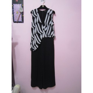 MOMA 36號 時尚斑馬紋拼接雪紡連身寬褲