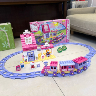 正版Unico義大利Hello Kitty凱蒂貓 小火車軌道積木組 大型積木組 與樂高LEGO DUPLO大顆粒積木相容