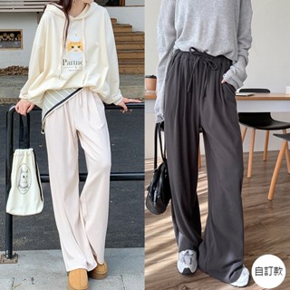 【HARPER】品牌自訂小銀牌坑條磨毛寬褲 | 現貨 長褲 寬褲 褲子 磨毛【PNSVA25040J】