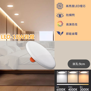 【EDDY💡-V253S】LED-18W 9公分高亮度散光崁燈 採用OSRAM LED 全電壓 保固一年